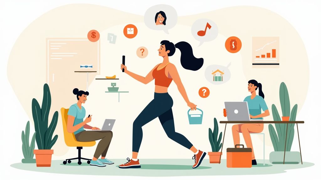 A busy person juggling daily life and exercise